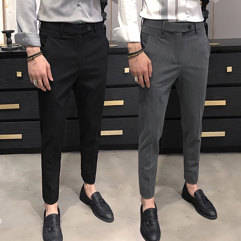 西裤男士春季款商务正装修身小脚九分裤子男款潮高级感休闲西装裤