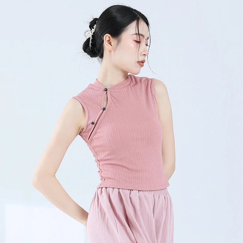 古典舞练功服女无袖修身背心中国风改良旗袍舞蹈上衣现代舞形体服