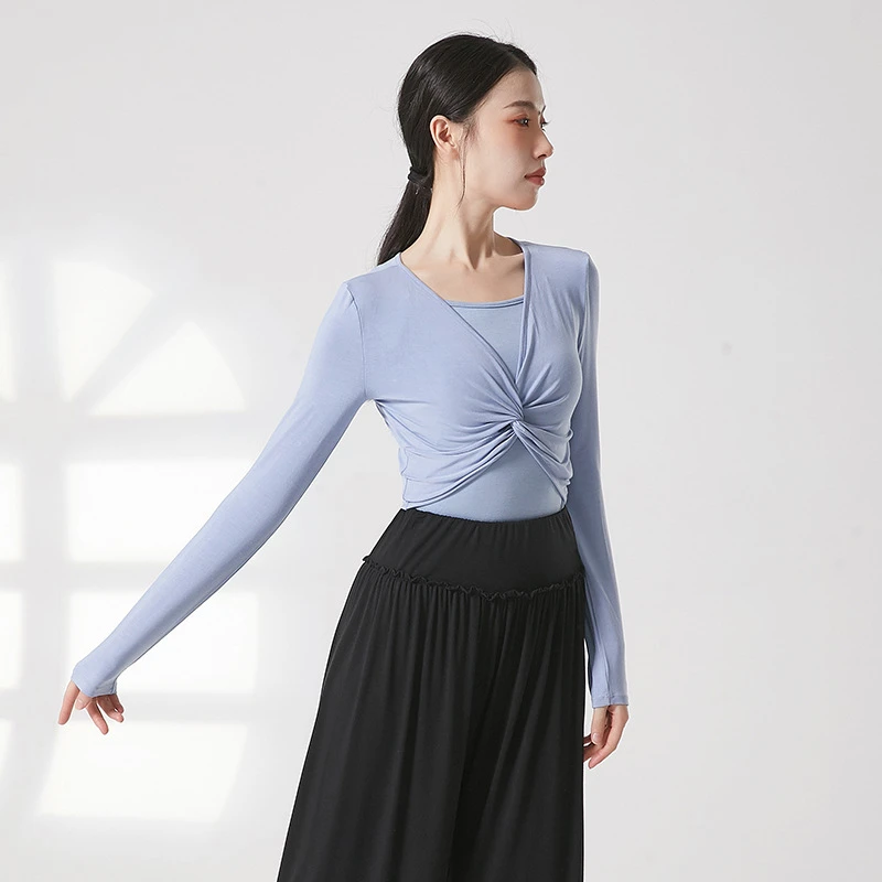 现代舞蹈练功服上衣女艺考形体服中国舞古典舞服成人教师长袖套装