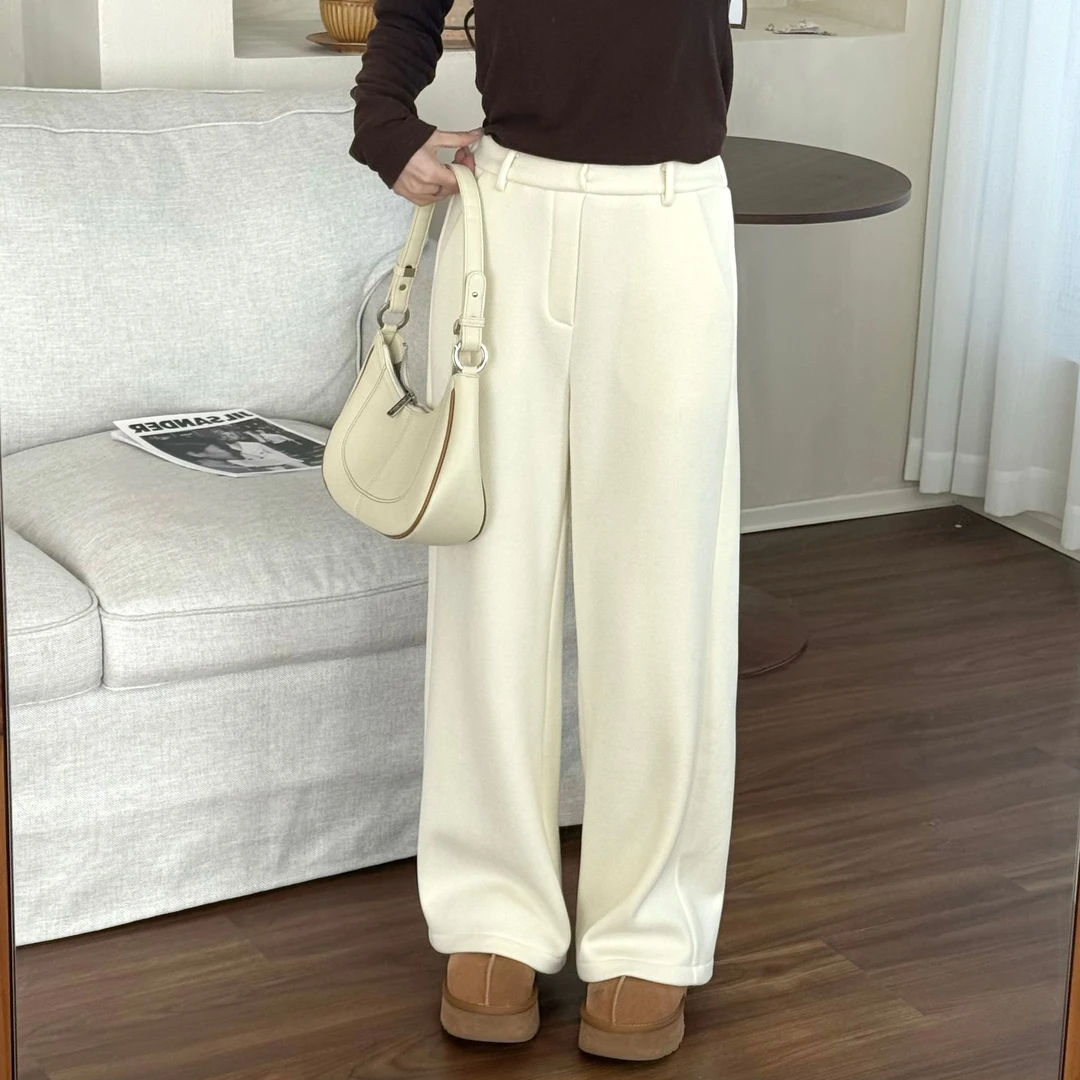 【清仓福利】小个子假门襟半松紧腰休闲裤冬季加绒醋酸羊毛裤