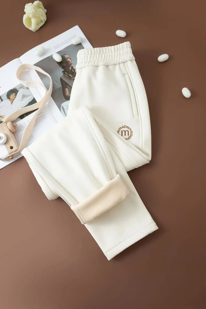 【奥粒绒高舒棉】依依冬季加绒加厚直筒休闲长裤显瘦百搭雅丹-2372