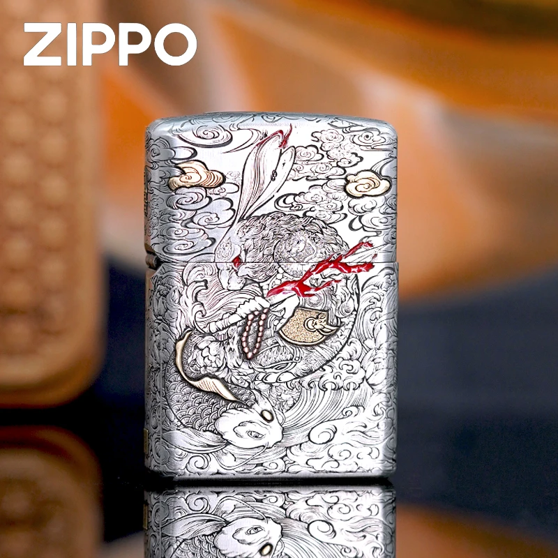 ZIPPO正品打火机/前兔似锦重甲雕刻-礼盒趴窝DY9902TJ【阿明1