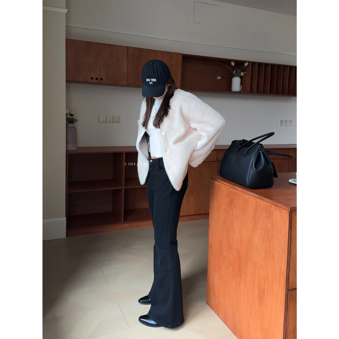 In Tree张桶桶【筷子裤】植绒微喇裤修身显瘦百搭秋冬长裤 ZXA01741