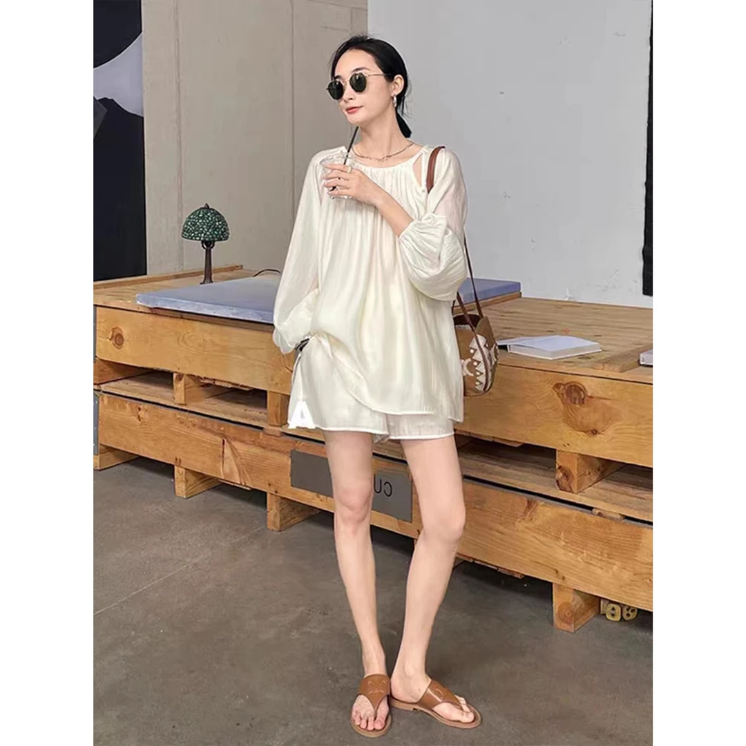 时尚休闲法式性感宽松薄款百搭套装 1241