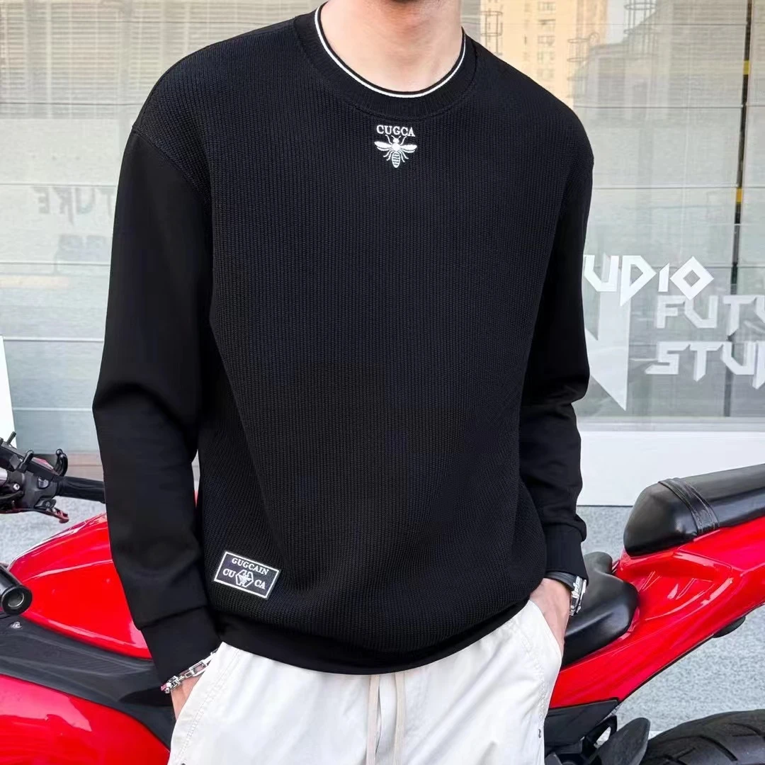 【飒叔重磅推荐】2024秋冬新款时尚潮流简约针织双拼卫衣55010