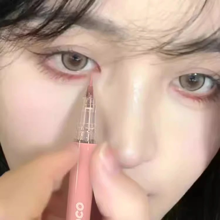 好嗲好甜ins卧蚕眼线液笔极细防水不晕染彩色棕色软毛速干眼线笔