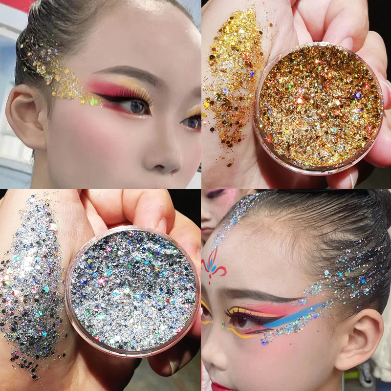 舞台妆眼影闪粉亮片星星免胶贴脸部头发化妆品爆闪表演出彩妆啫喱