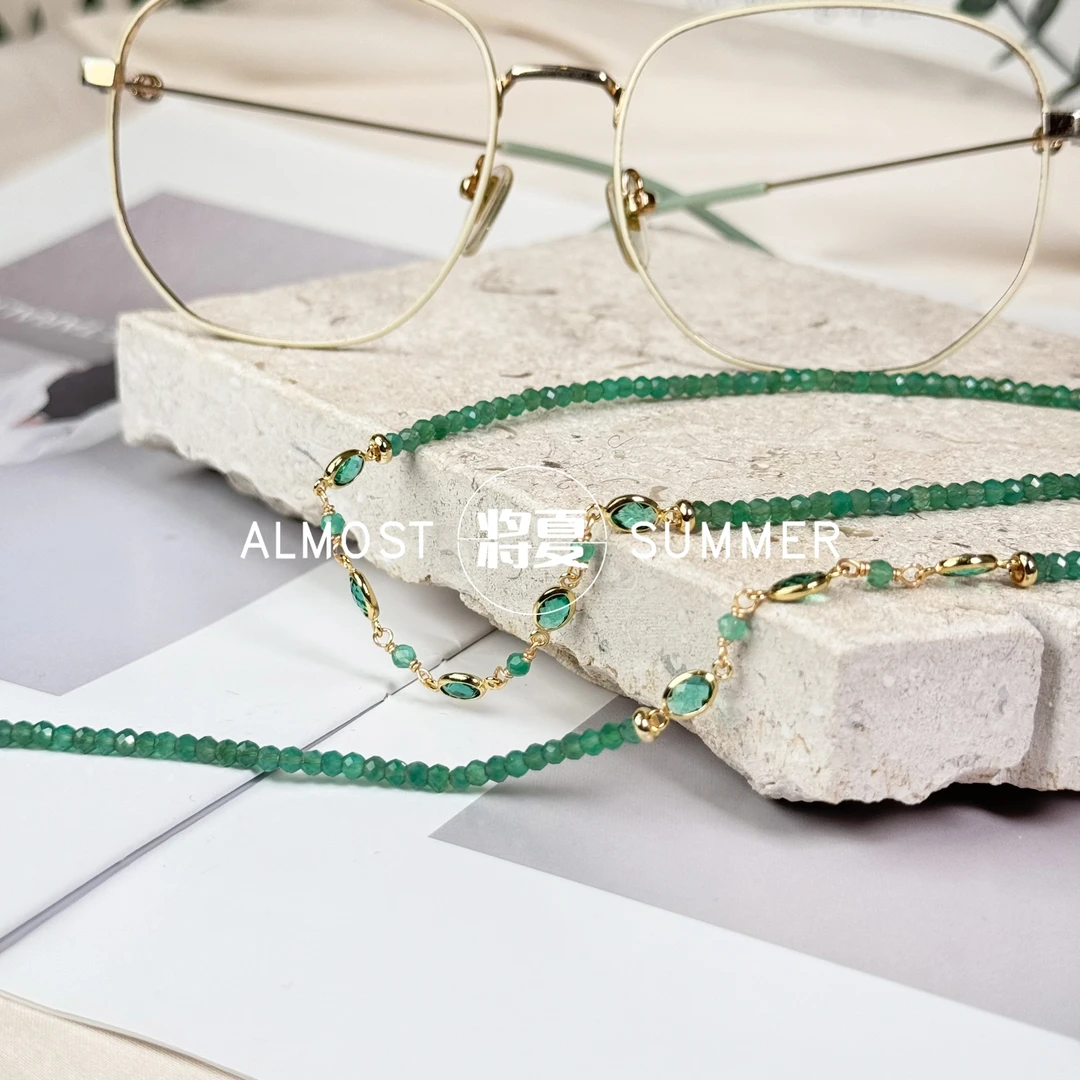 【一抹夏绿】将夏-80cm手工气质绿色眼镜链