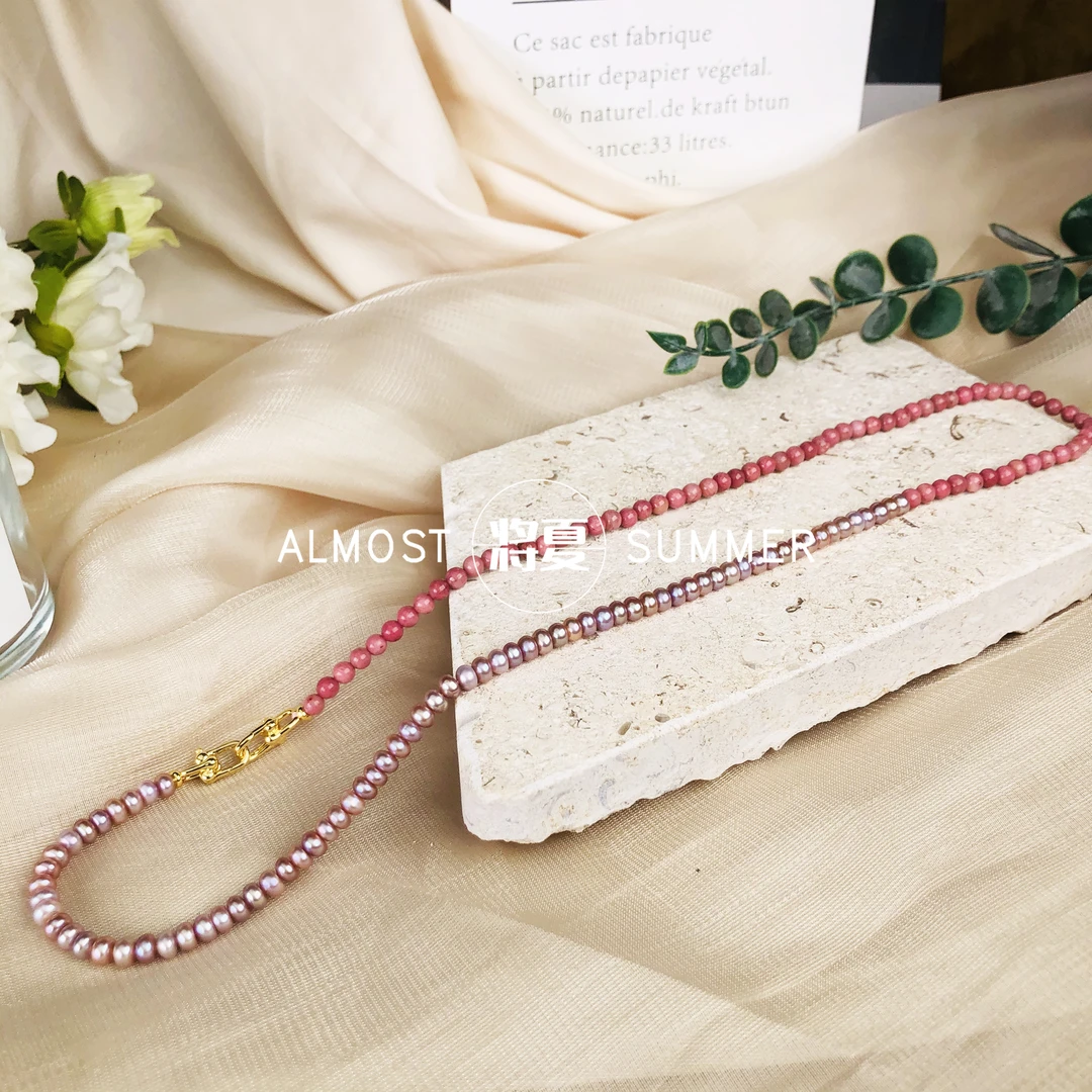 合金项链 【温柔陷阱】将夏-60cm气质小众粉色ins风项链