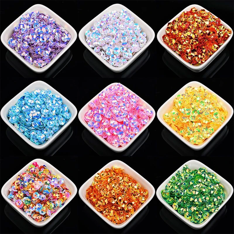 6mm亮片金光滴胶闪片梅花中孔手缝幼儿园手工耳环演出辅料配件