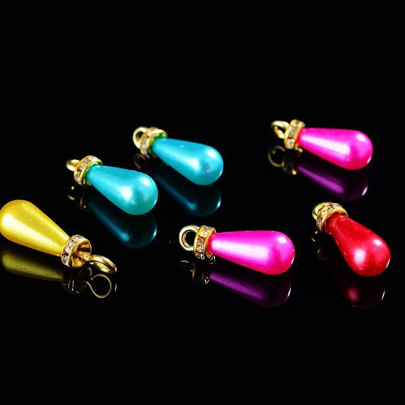 水滴珍珠镶钻吊坠拉链头耳饰彩色单孔项链古风发饰团扇diy辅料