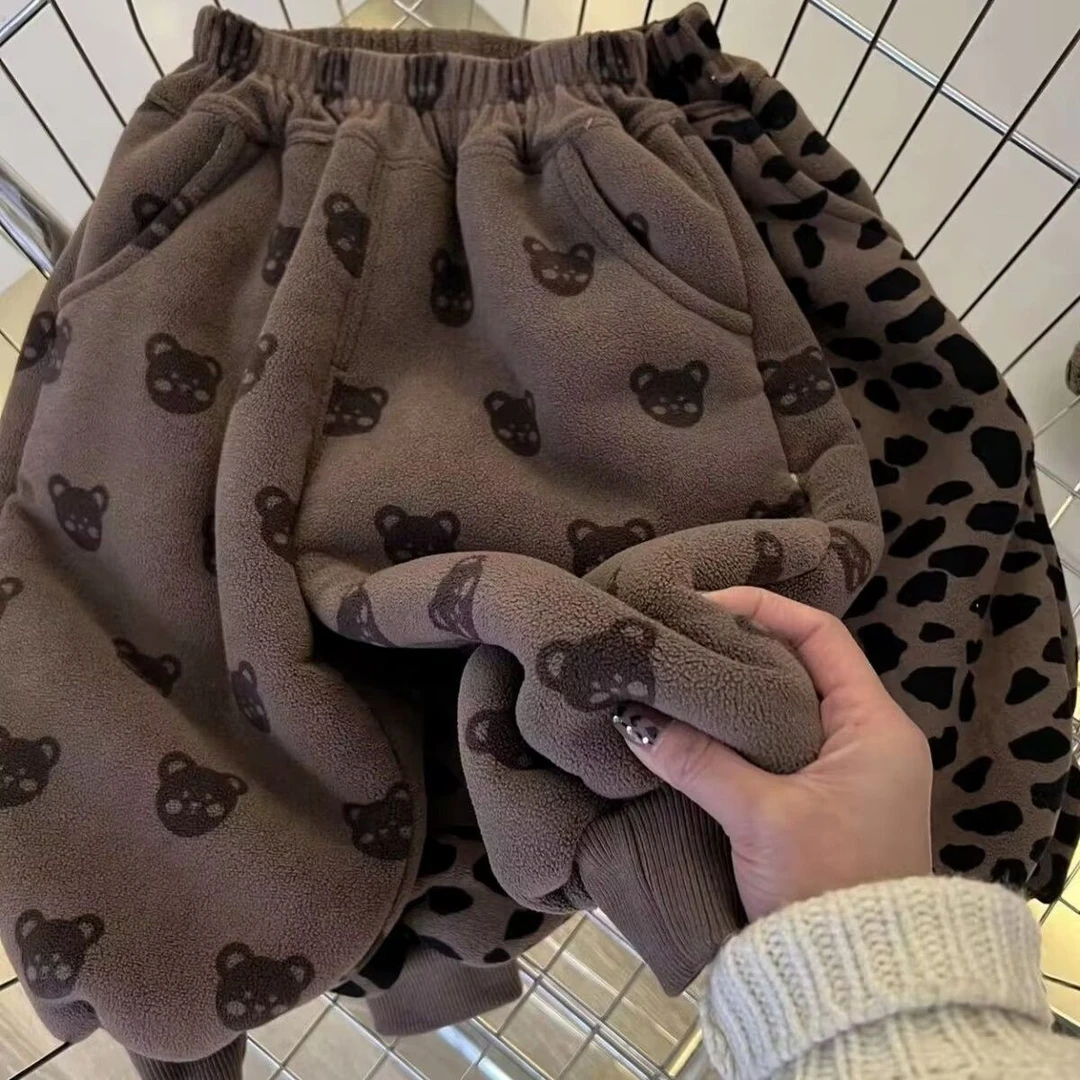 童装洋气保暖季新款儿童加绒加厚裤子韩版男女宝宝奥利绒保暖裤BN