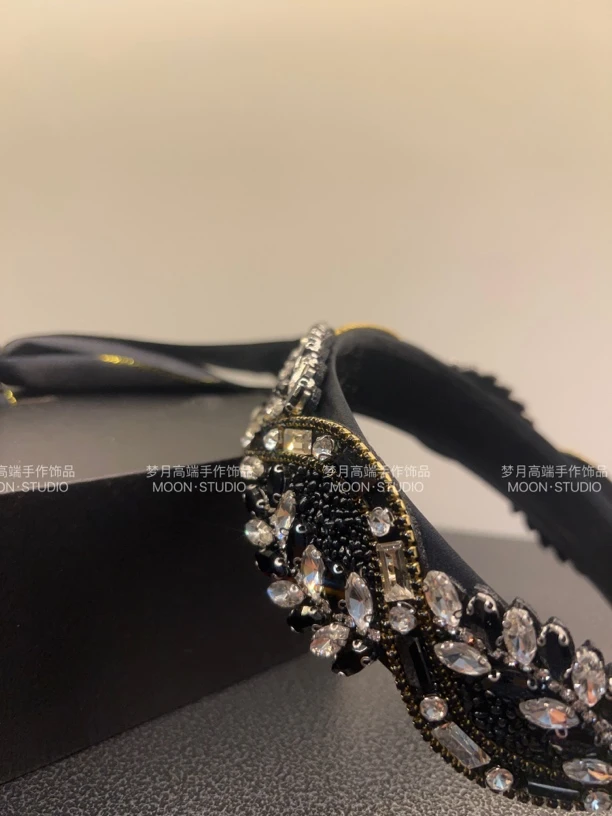 [梦月] 满簪重工晶石钻精致复古简单百搭高级感轻奢高端发箍发饰