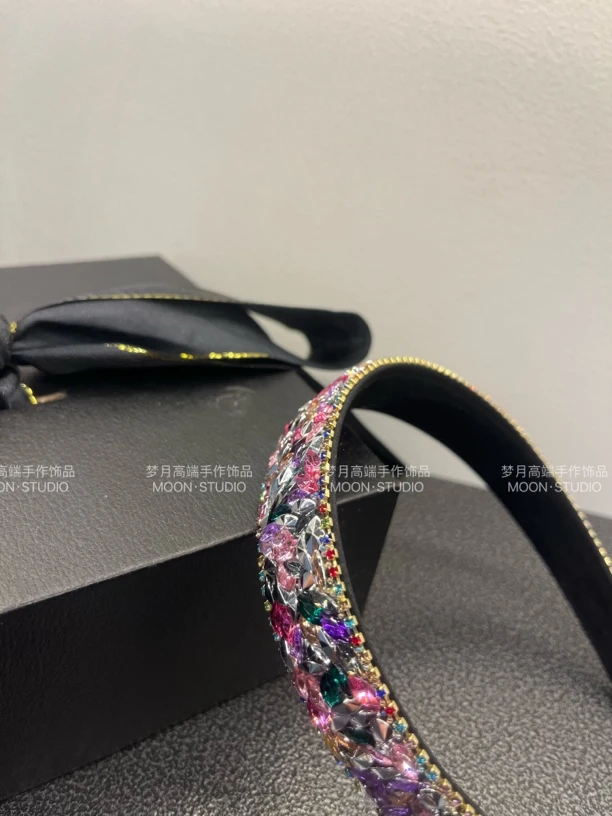 [梦月]复古满簪满钻彩色气质甜美百搭时尚手工网红轻奢发箍发饰