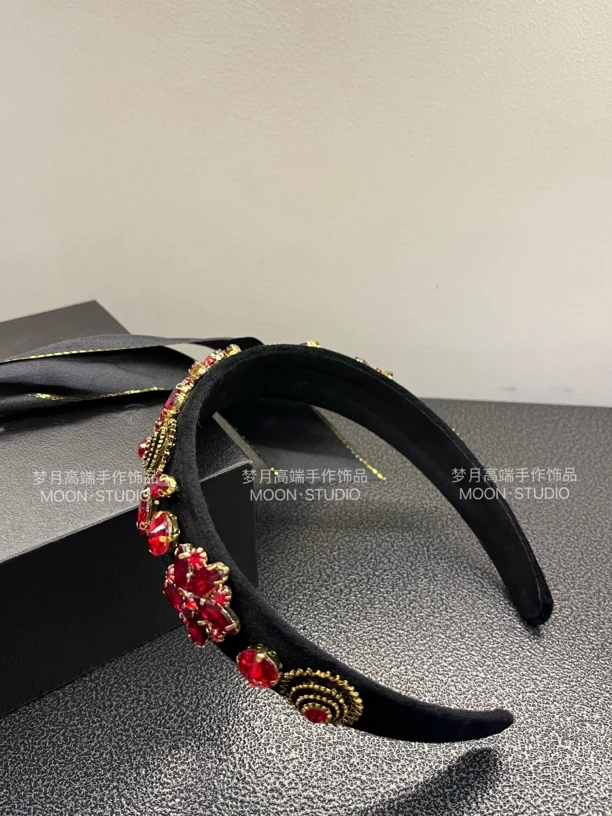 [梦月]轻奢名媛重工复古时尚百搭优雅法式手工发箍手作头箍