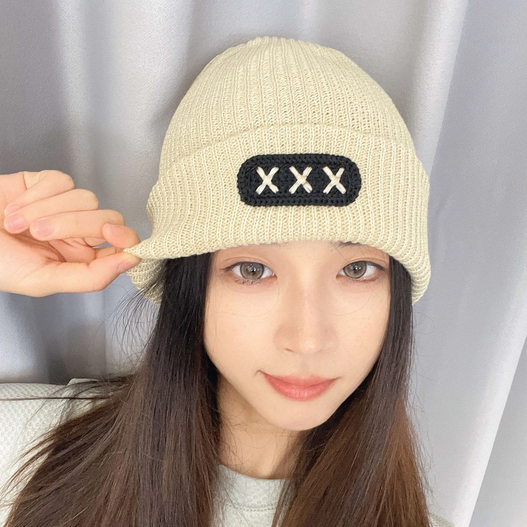 晚子家美式针织甜酷搭配出片神器冷帽-777