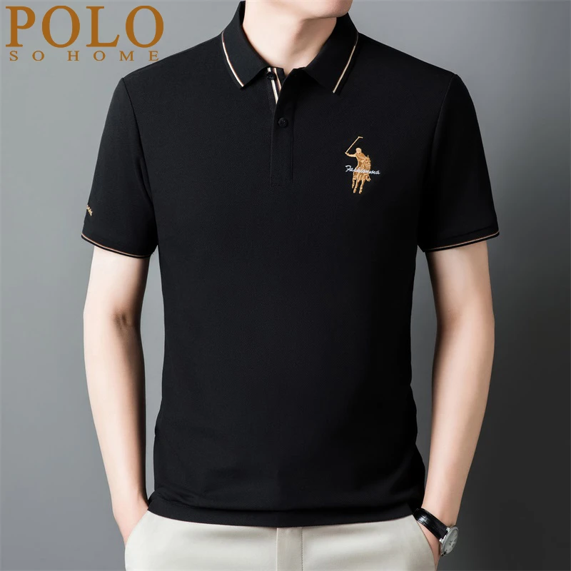 保罗短袖polo衫男夏季纯棉小马标刺绣翻领t恤商务休闲百搭菠萝衫T