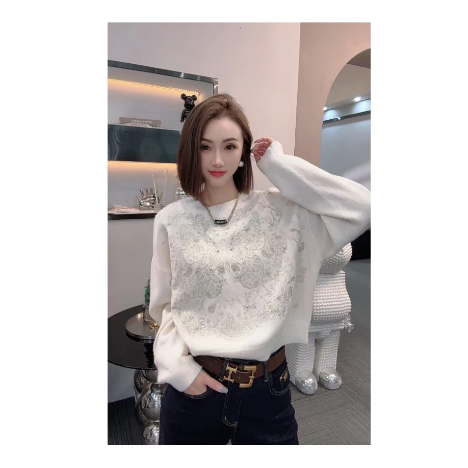 熙薇设计师毛衣【莺歌蝶舞】2024新款时尚休闲上衣F6989