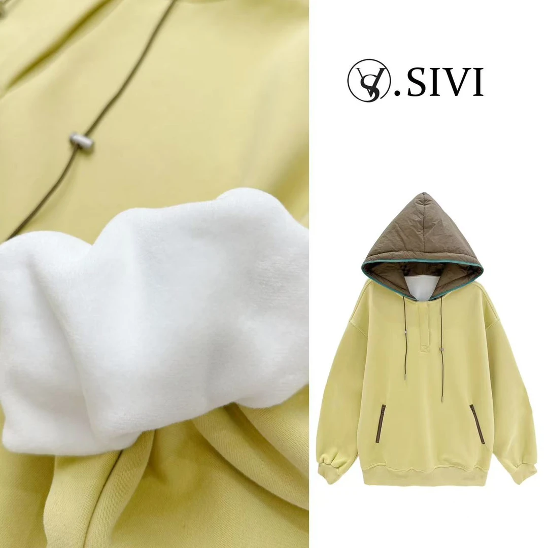 熙薇休闲大板卫衣【又见黄昏】冬季新款时尚气质上衣F6992