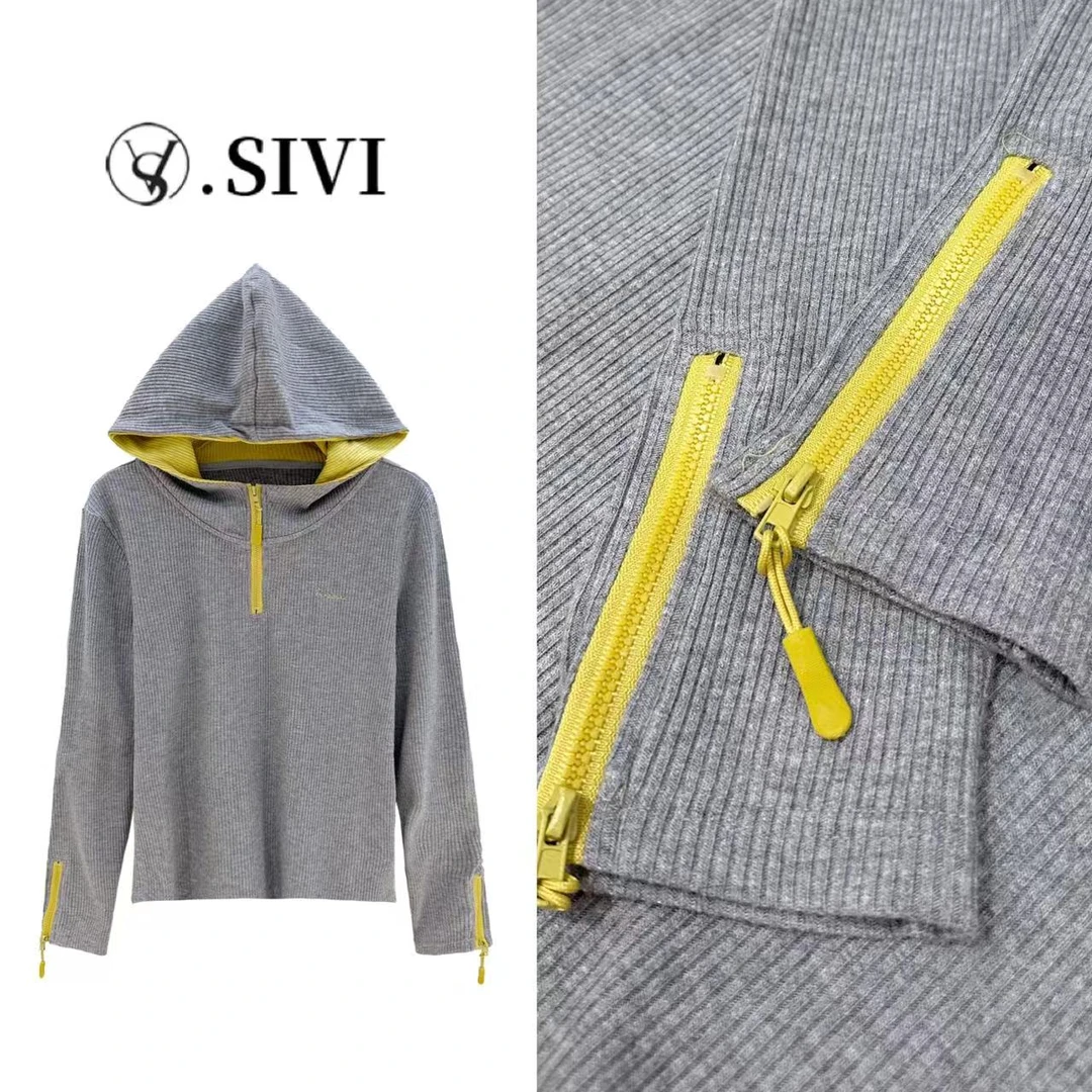 熙薇气质连帽卫衣【灰色空间】冬季新款时尚休闲帽衫F6768