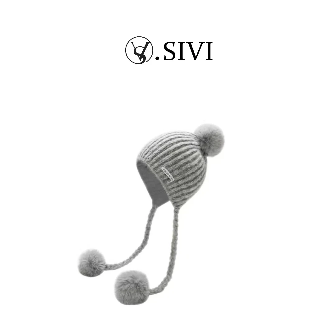 【熙薇品牌】冬季新款百搭潮流氛围感时尚球球羊毛帽子F7075