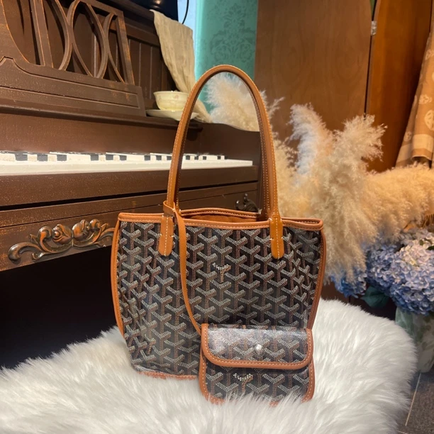 全新未使用 Goyard 戈雅黑棕色mini tote托特包【士多梨】