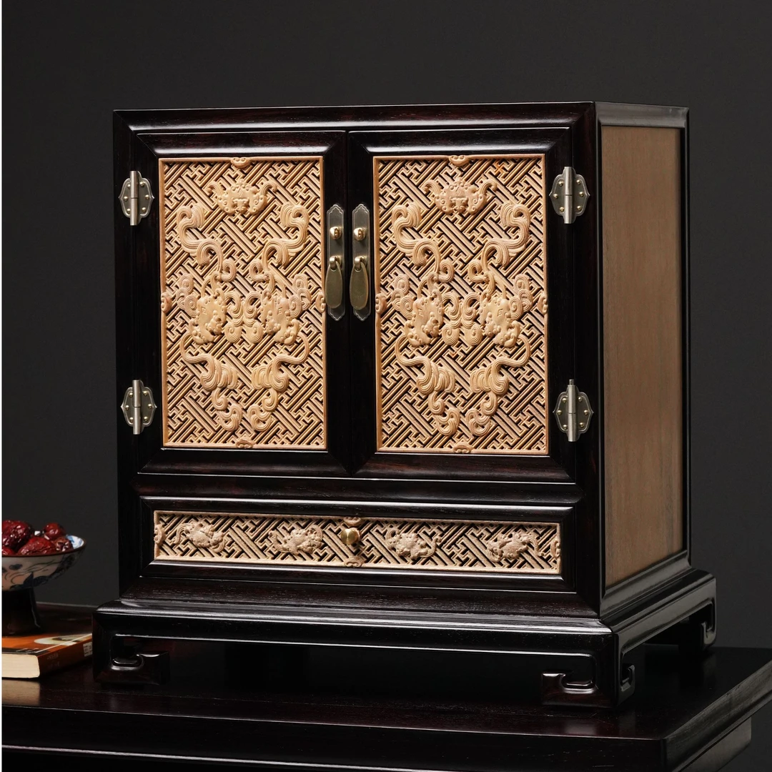 【木虫臻品】奢侈品紫光檀镶嵌金丝楠木茶杯瓷器茶饼收纳高端茶室