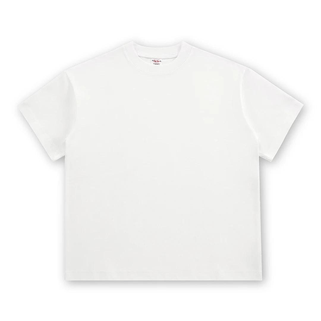 双面高品质80支液安280克白色纯棉T恤简约纯色圆领男女款商务百搭