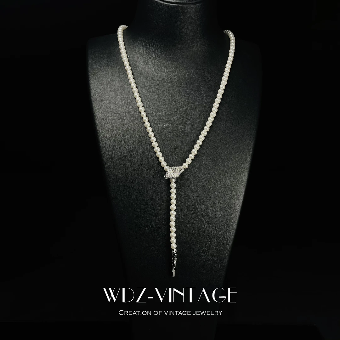 铜合金仿珍珠项链 白灵-中古vintage首饰饰品项链轻奢优雅女