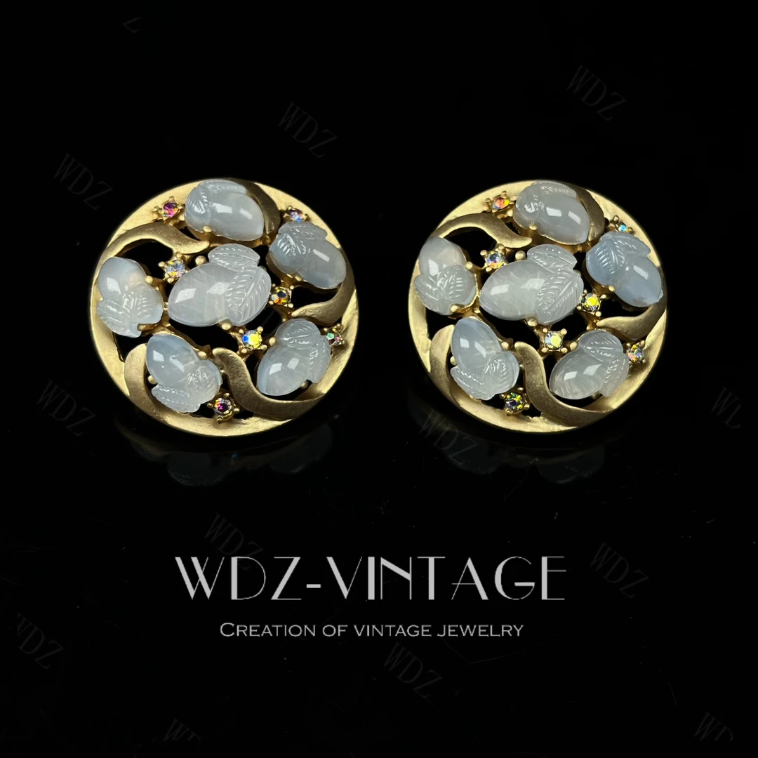 铜合金耳饰 草莓盘-中古vintage首饰饰品耳饰耳环轻奢复古百搭