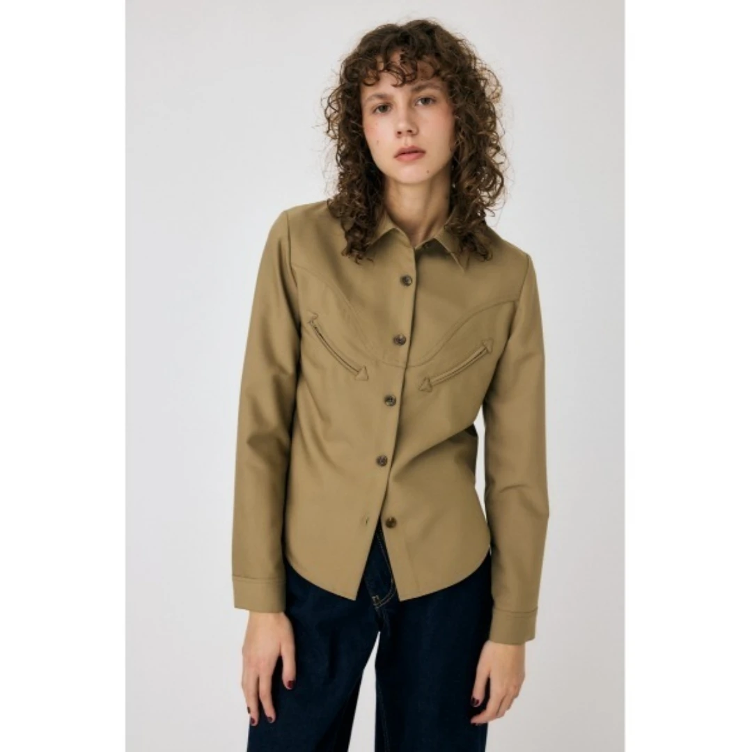 【强哥外贸】 秋季新款 M 复古曲线口袋简洁设计感高级衬衫