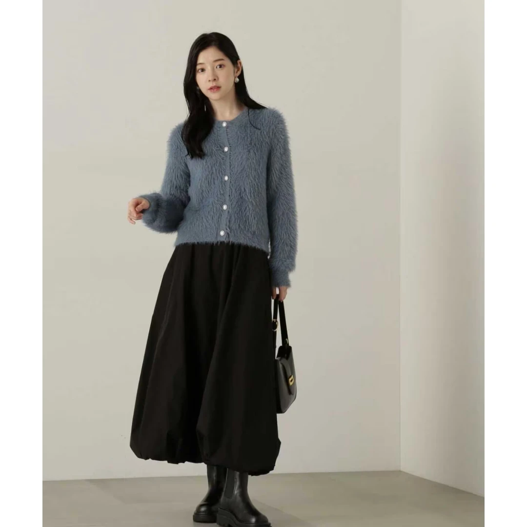 【强哥外贸】 P 秋季新款 时尚百搭高腰纯色气球半身裙