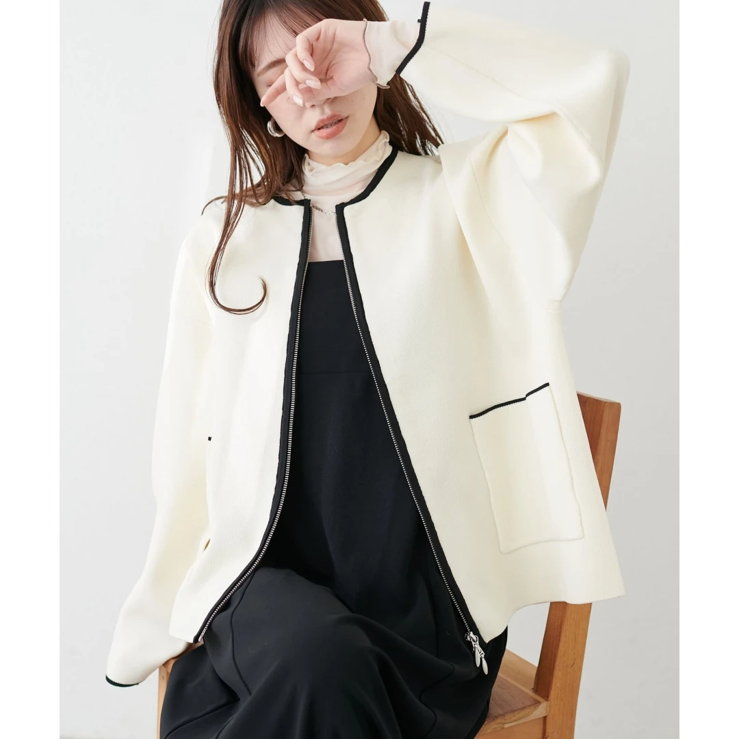 【强哥外贸】 秋季新款 N 优雅精致圆领双拉链针织外套