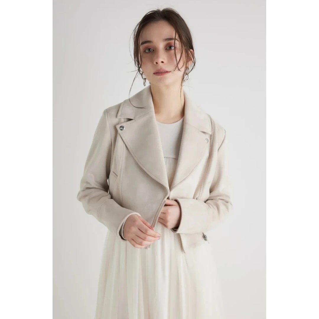 【强哥外贸】 秋季新款 R 时尚休闲气质百搭仿麂皮夹克外套