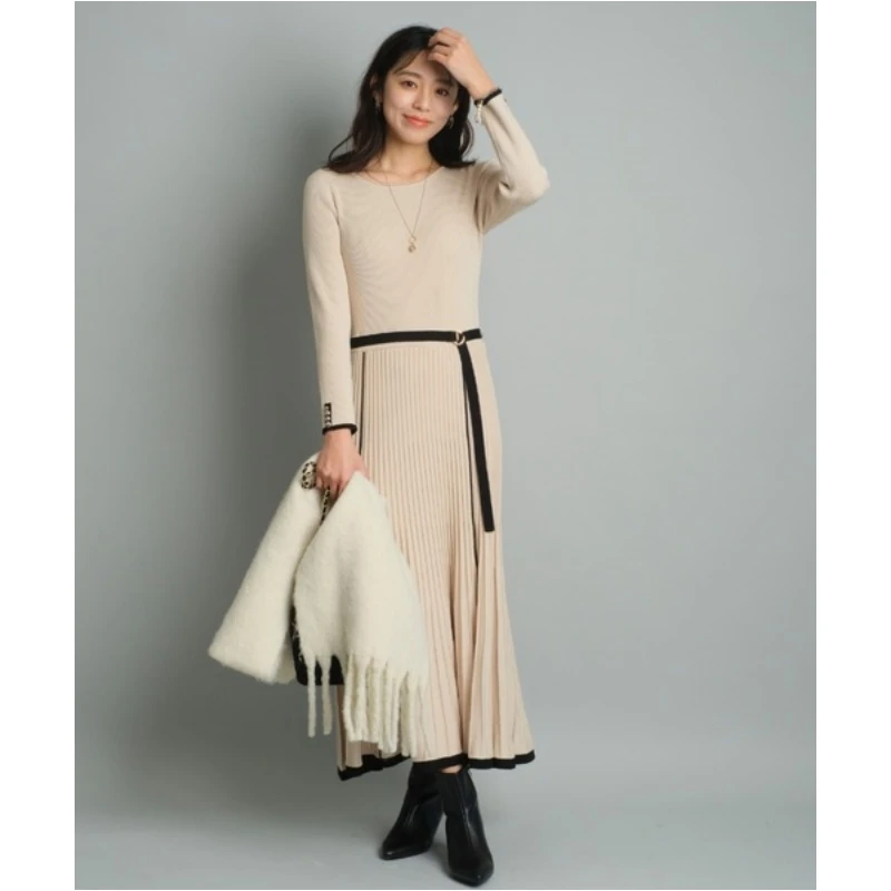 【强哥外贸】 秋冬上新 J 百搭气质收腰显瘦鱼尾连衣裙针织