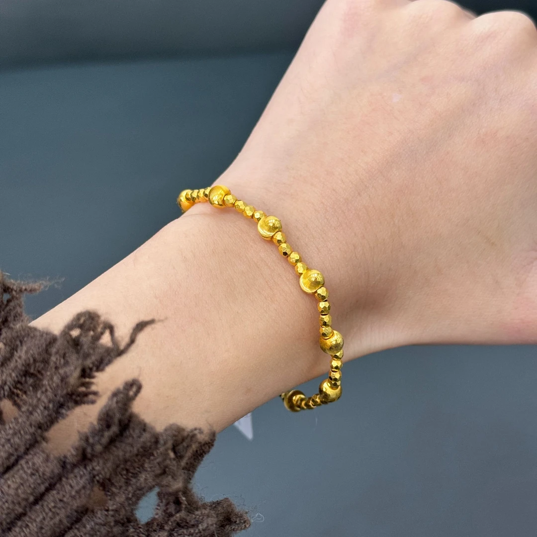 足金999猫眼蹦迪手串时尚传承情侣送礼女朋友情人节素款简约古法