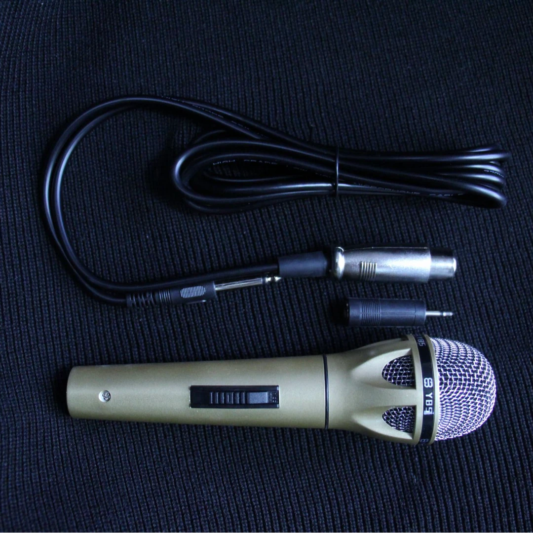 全金属有线麦克风话筒 家庭版k歌 口才演讲 直播首选 高配置-金色