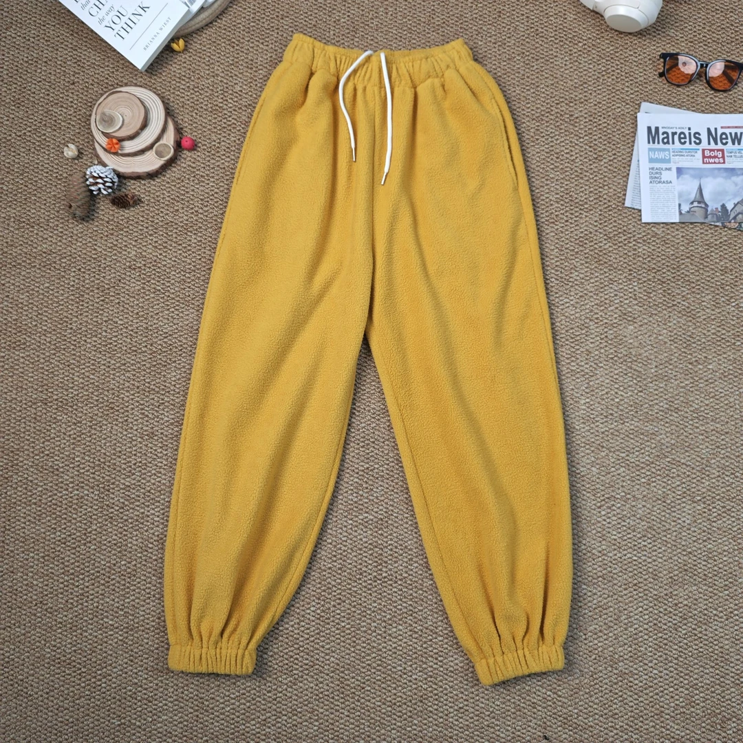 2024秋冬季新款抽绳纯色加厚休闲裤束脚裤7432