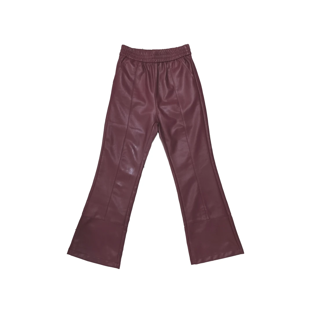 【伊人风尚服饰推荐】2024秋季新款显瘦时尚百搭微喇皮裤6331