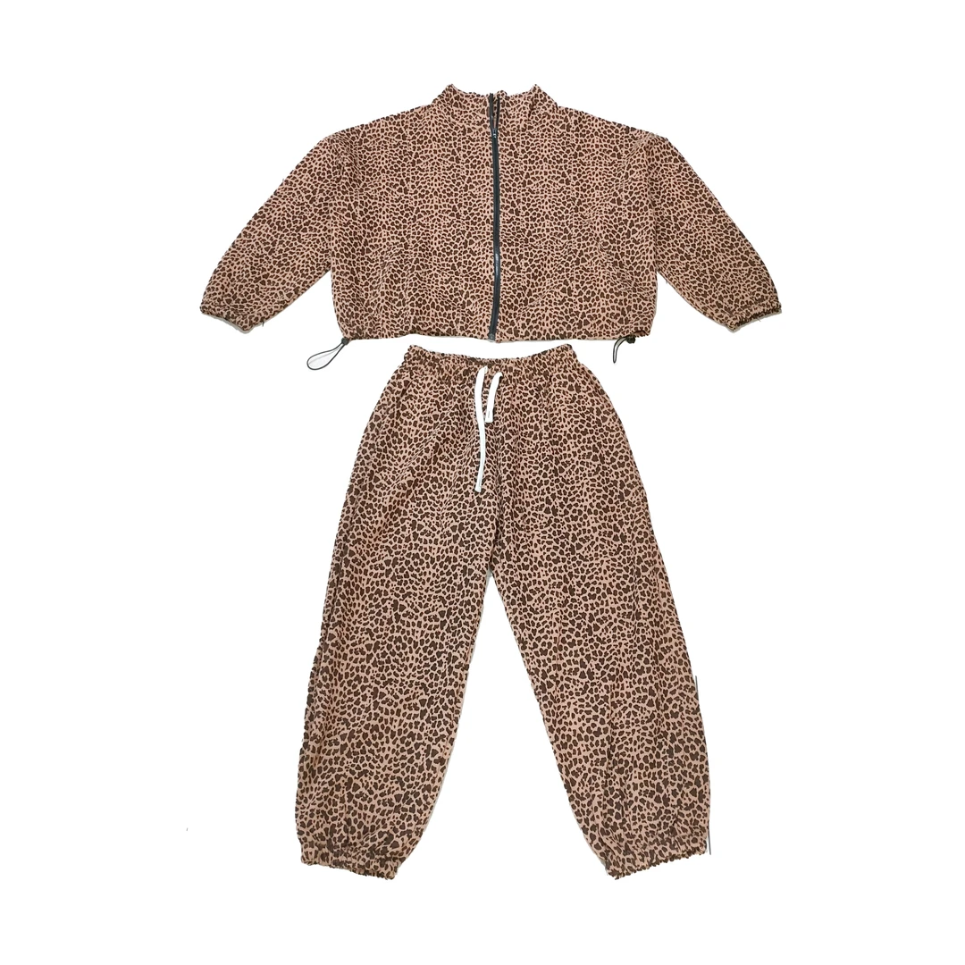 2024秋季新款豹纹长袖加绒加厚休闲套装7279