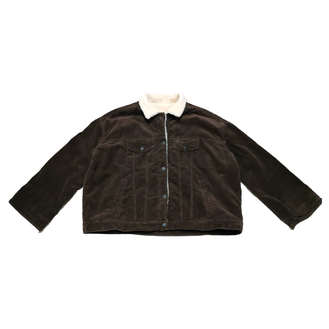 2024年秋季新款时尚百搭纯色加绒长袖厚外套5751