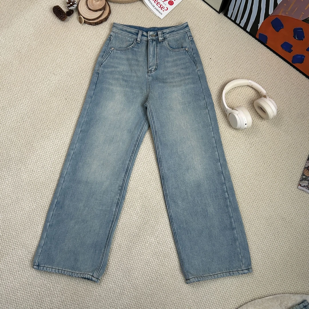 【伊人风尚服饰推荐】2024秋冬新款做旧加厚阔腿裤牛仔裤7980