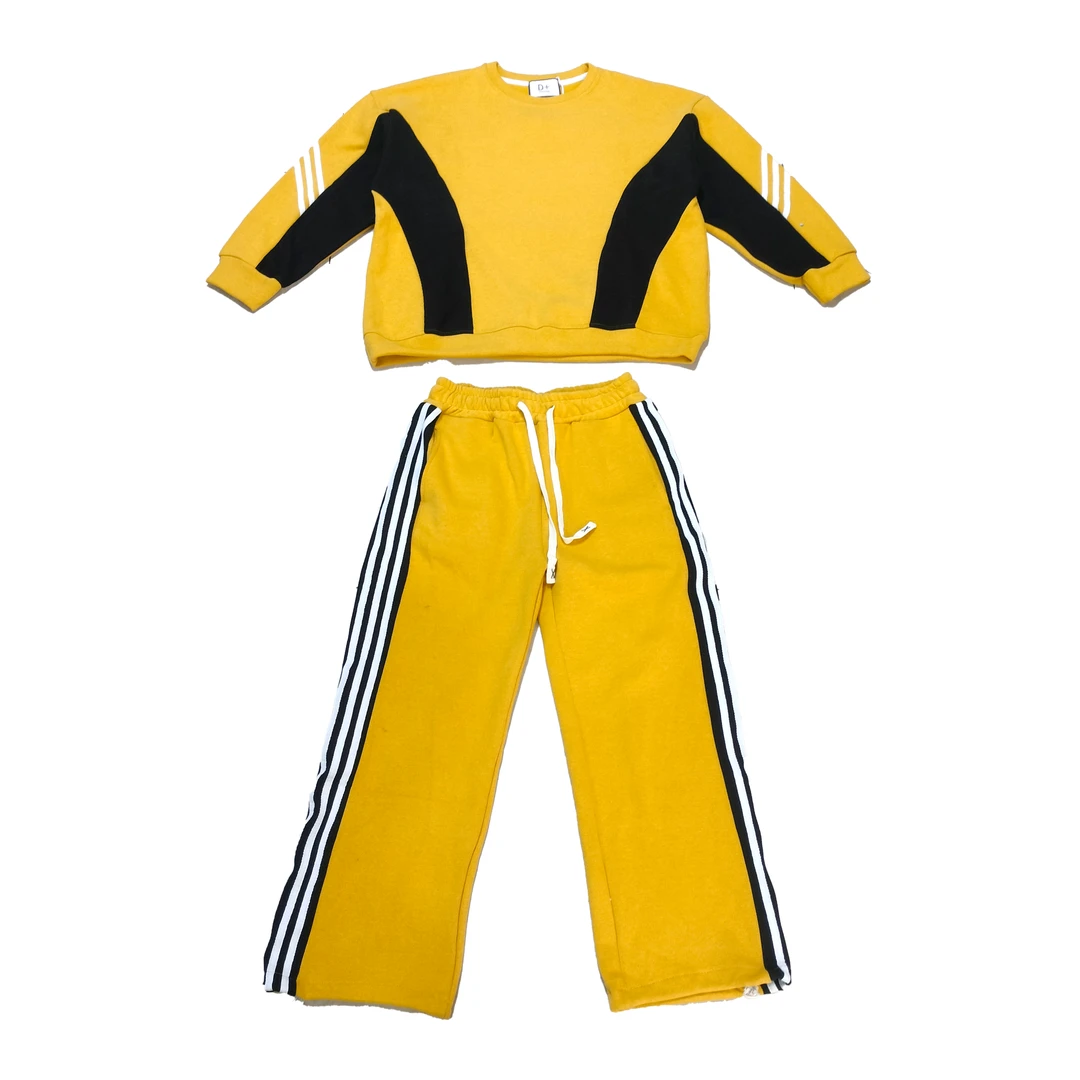 2024秋季新款拼色长袖加绒加厚休闲套装7231