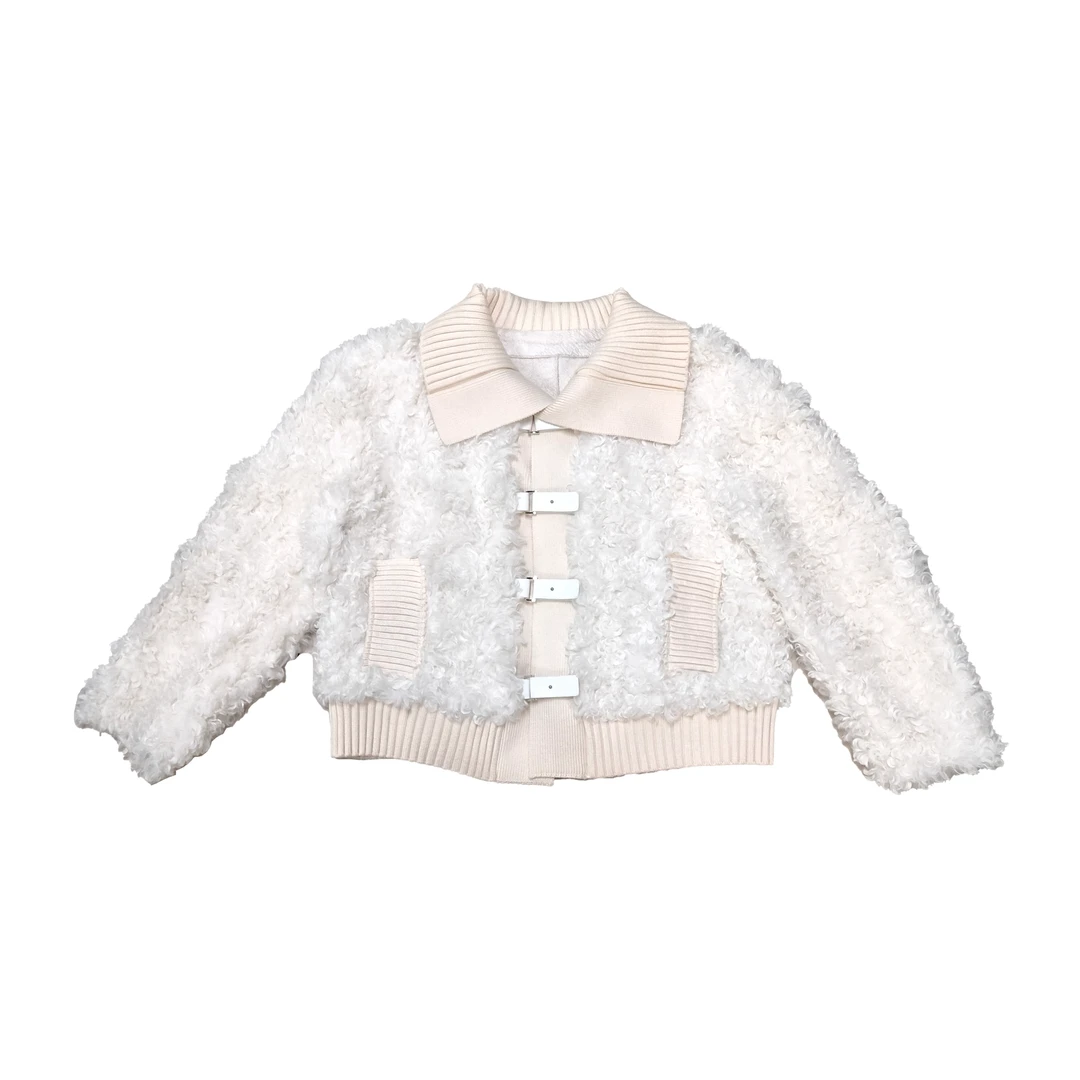 2024年秋冬新款时尚百搭纯色加厚长袖厚外套7420