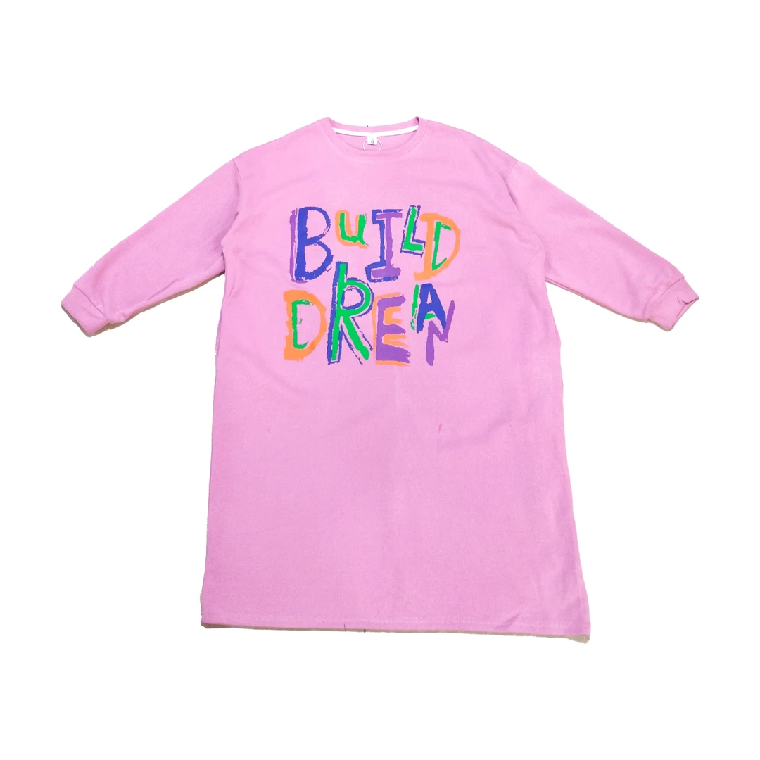 2024早秋新款时尚宽松户外卡通印花长袖连衣裙5280