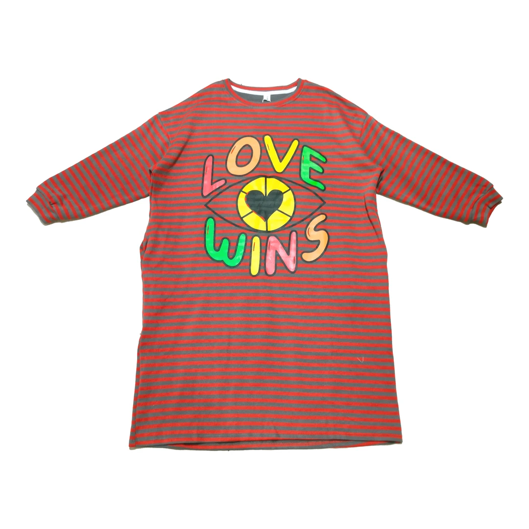 2024秋季新款时尚宽松户外卡通印花条纹长袖连衣裙5542