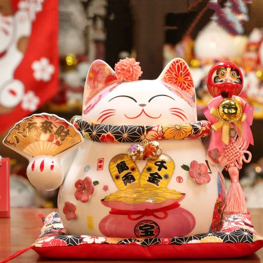 【闪购商品】 S113八方来才日式创意陶瓷招财猫存钱罐摆件3336
