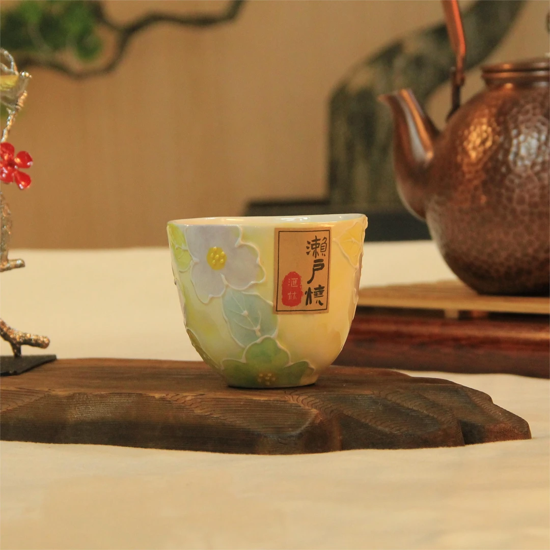 【闪购商品】 R34濑户黄色浮雕花瓣陶瓷品茶手工茗品杯2631