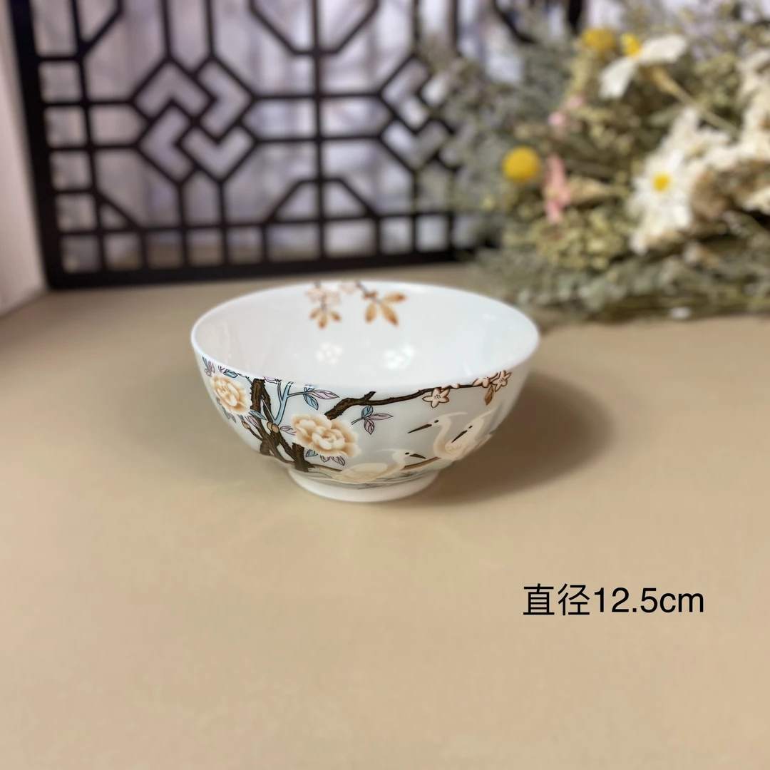 【闪购商品】 N47兰色VANKEYABAO白鹭直径12.5cm家用骨瓷碗  2803