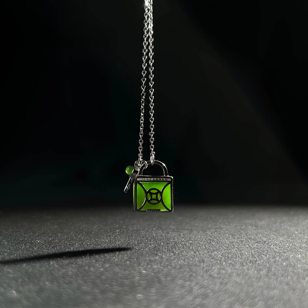 和田玉碧玉S925银镶包包锁骨链9029（多样性发货 拍一发一）